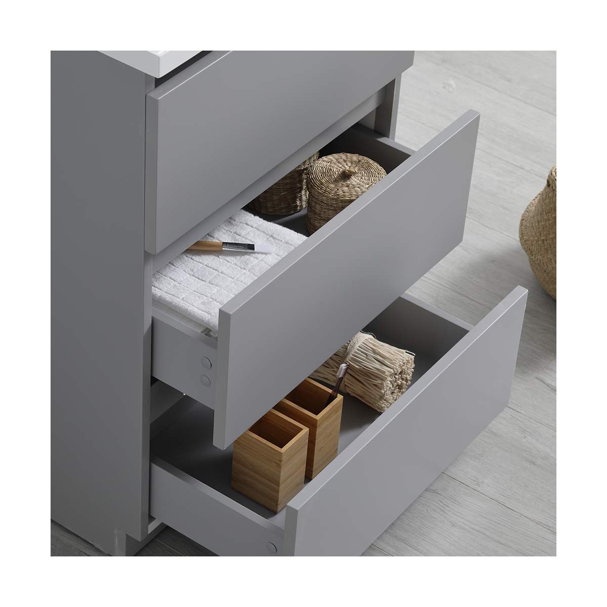 Lazzaro 24" Free Standing Single Basin Vanity Set with Cabinet, Acrylic Vanity Top, and Medicine Cabinet - image 5