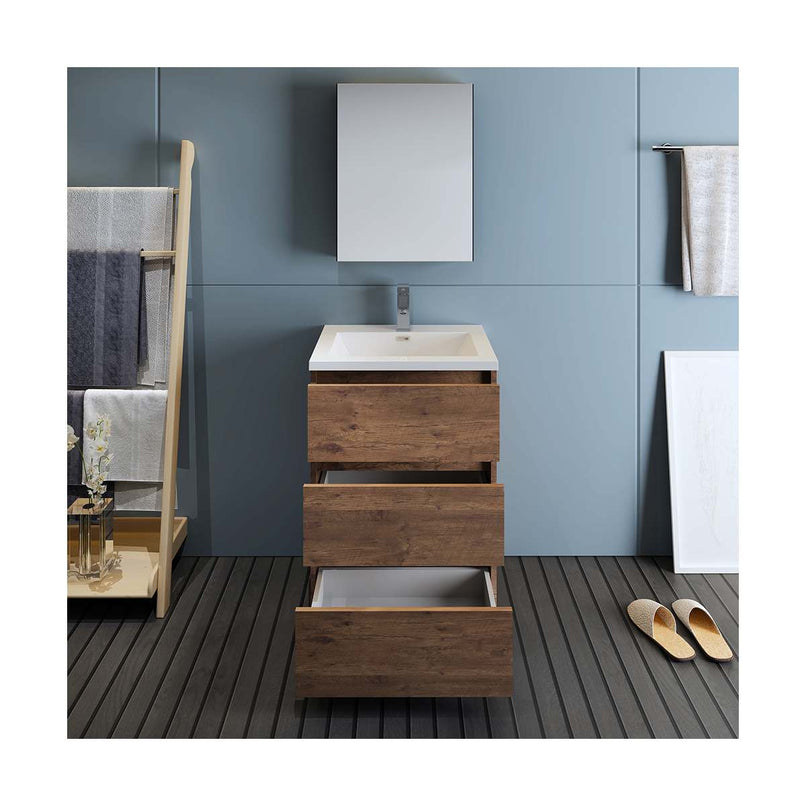 Lazzaro 24" Free Standing Single Basin Vanity Set with Cabinet, Acrylic Vanity Top, and Medicine Cabinet - image 26
