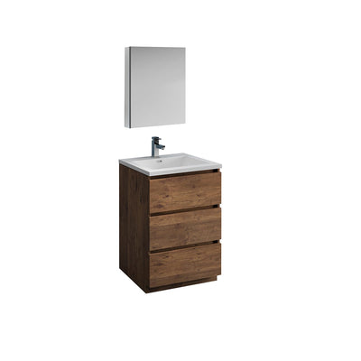 Lazzaro 24" Free Standing Single Basin Vanity Set with Cabinet, Acrylic Vanity Top, and Medicine Cabinet - image 1