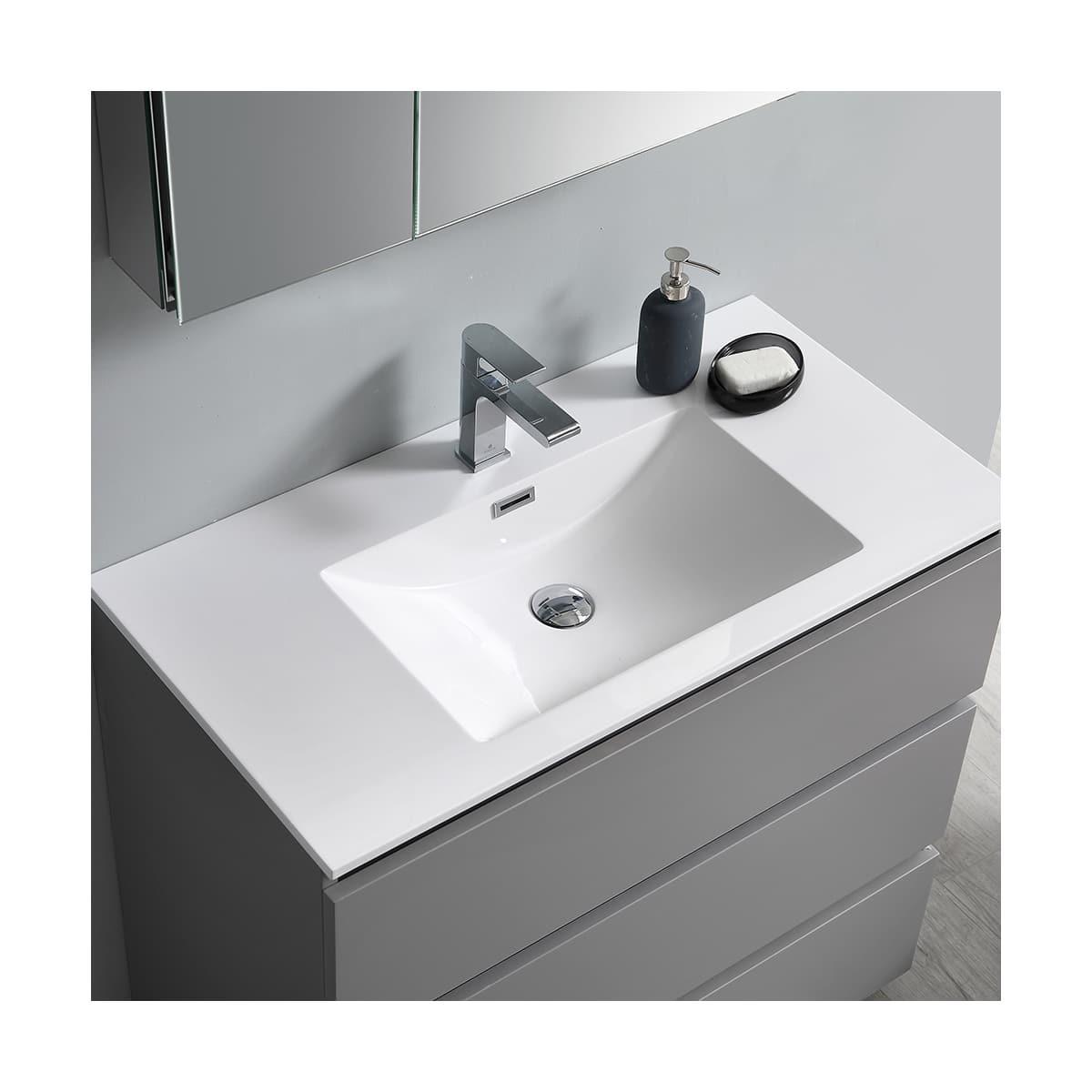 Lazzaro 36" Free Standing Single Basin Vanity Set with Cabinet, Acrylic Vanity Top, and Medicine Cabinet - image 5