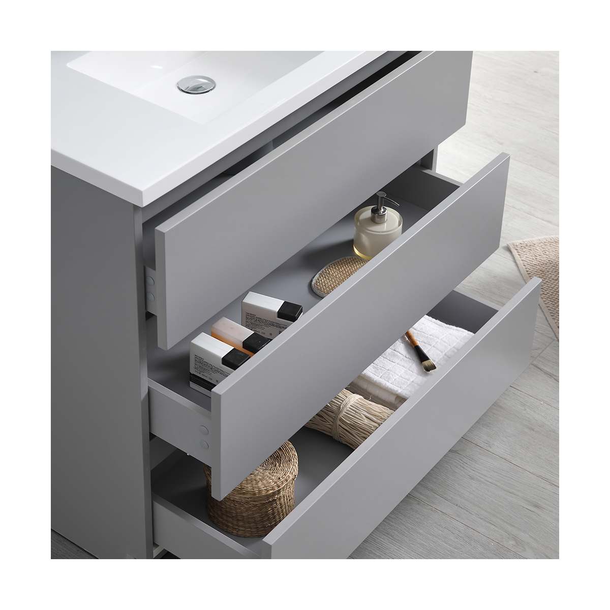 Lazzaro 36" Free Standing Single Basin Vanity Set with Cabinet, Acrylic Vanity Top, and Medicine Cabinet