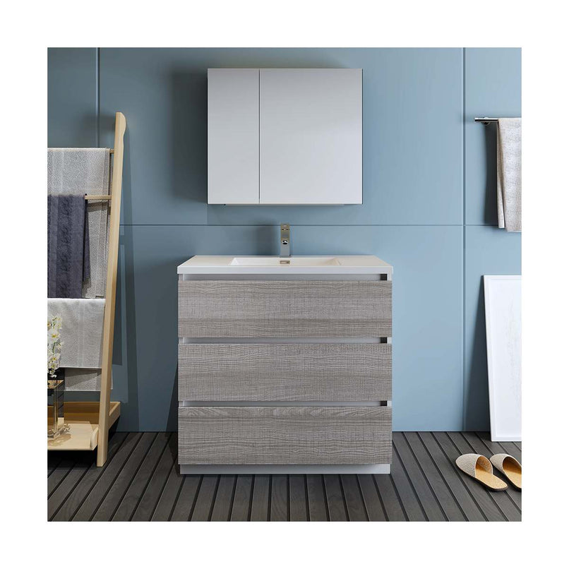 Lazzaro 36" Free Standing Single Basin Vanity Set with Cabinet, Acrylic Vanity Top, and Medicine Cabinet - image 11