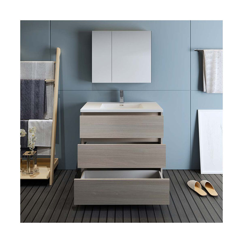 Lazzaro 36" Free Standing Single Basin Vanity Set with Cabinet, Acrylic Vanity Top, and Medicine Cabinet - image 19