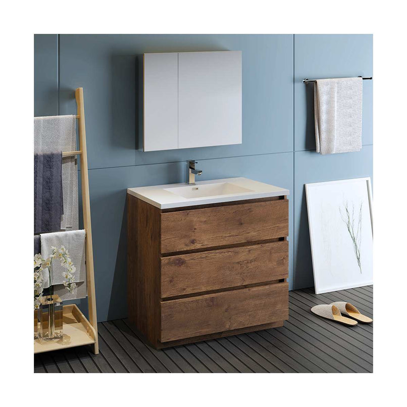 Lazzaro 36" Free Standing Single Basin Vanity Set with Cabinet, Acrylic Vanity Top, and Medicine Cabinet - image 25