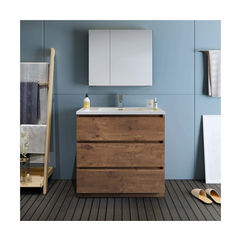 Lazzaro 36" Free Standing Single Basin Vanity Set with Cabinet, Acrylic Vanity Top, and Medicine Cabinet - image 26