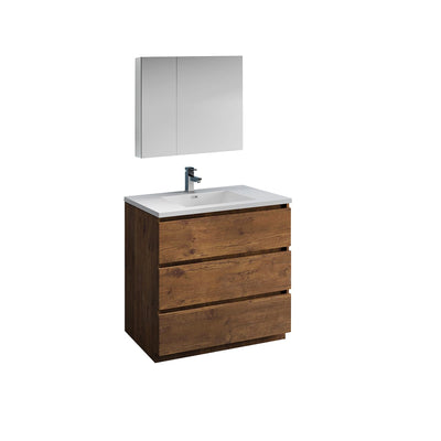 Lazzaro 36" Free Standing Single Basin Vanity Set with Cabinet, Acrylic Vanity Top, and Medicine Cabinet - image 1