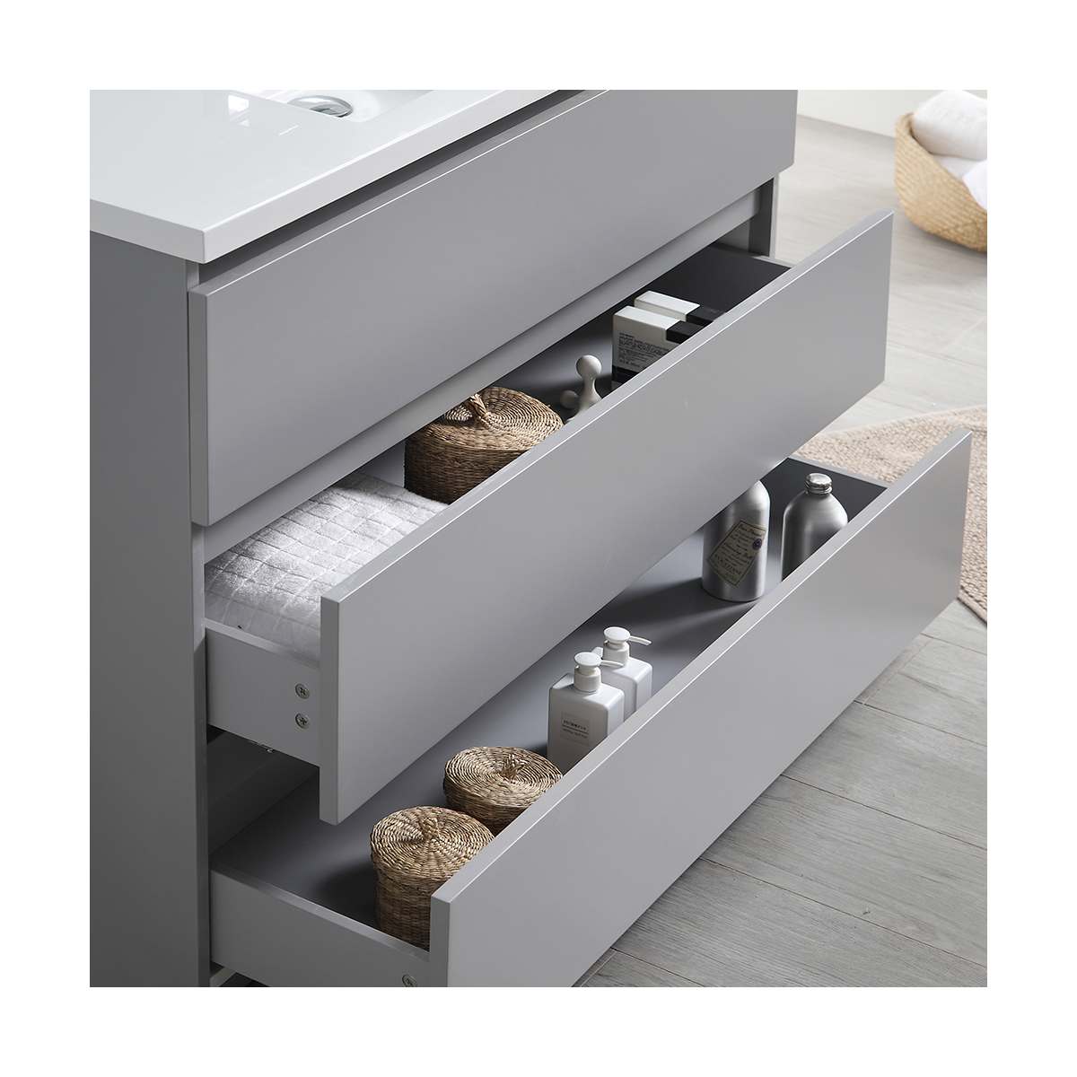 Lazzaro 48" Free Standing Single Basin Vanity Set with Cabinet, Acrylic Vanity Top, and Medicine Cabinet