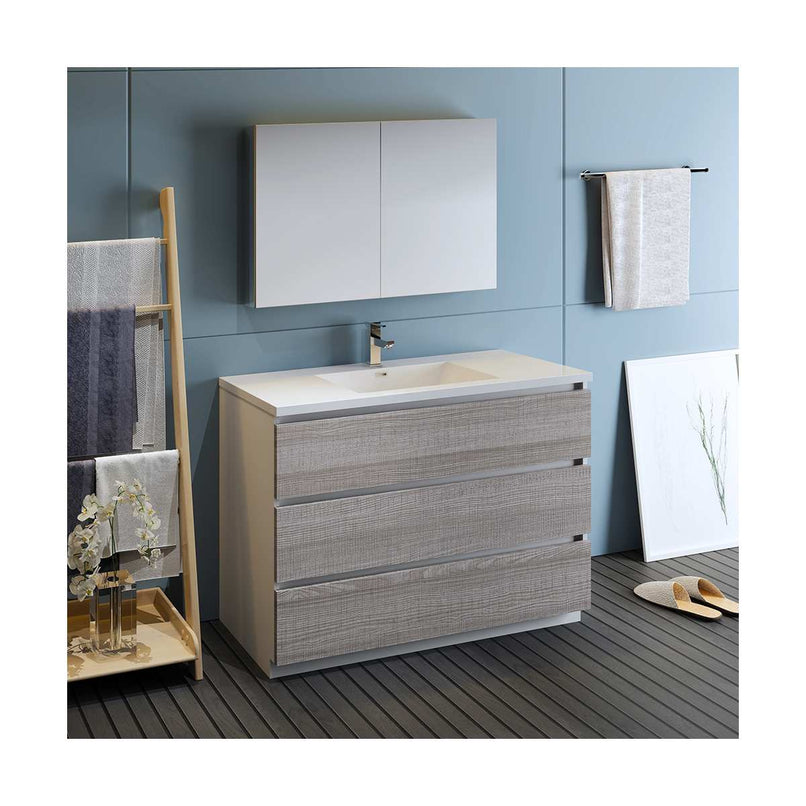 Lazzaro 48" Free Standing Single Basin Vanity Set with Cabinet, Acrylic Vanity Top, and Medicine Cabinet - image 10