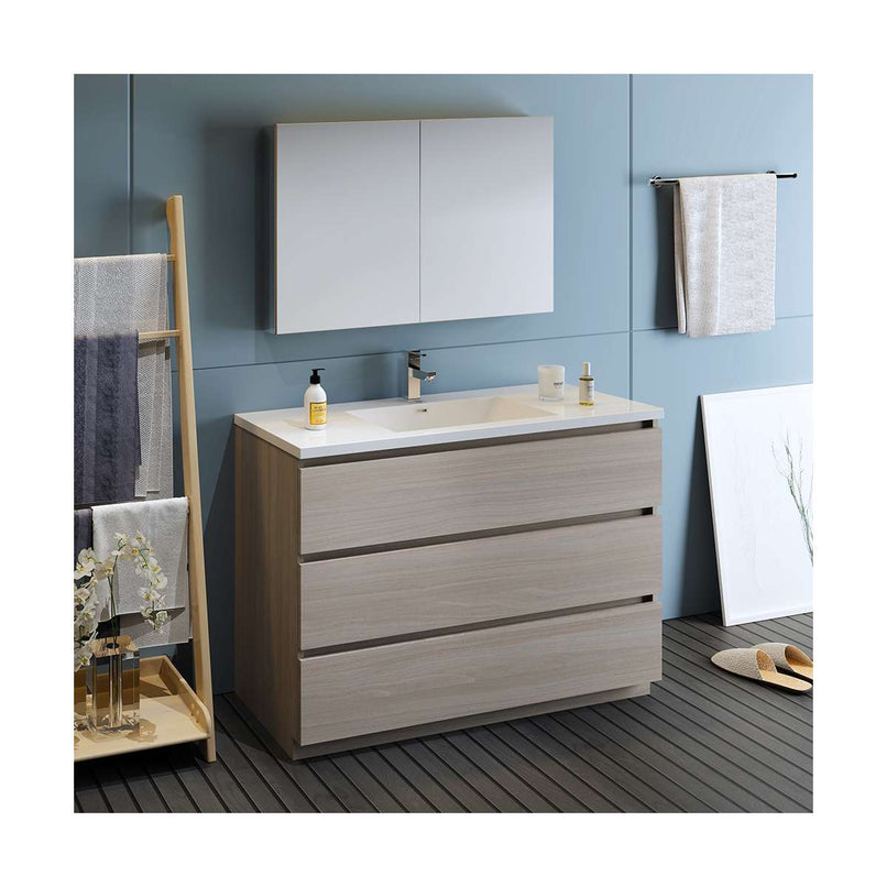 Lazzaro 48" Free Standing Single Basin Vanity Set with Cabinet, Acrylic Vanity Top, and Medicine Cabinet - image 17