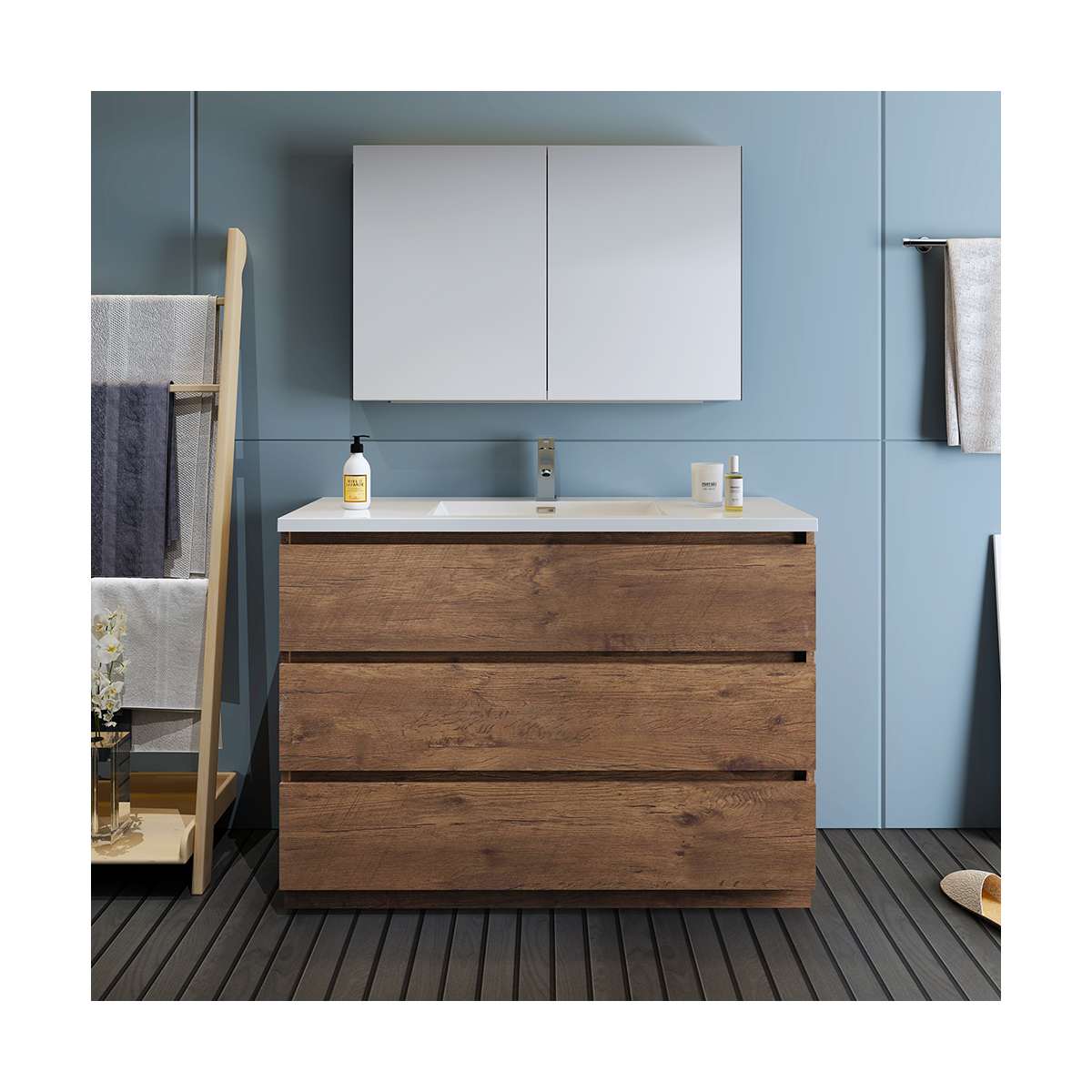 Lazzaro 48" Free Standing Single Basin Vanity Set with Cabinet, Acrylic Vanity Top, and Medicine Cabinet - image 24