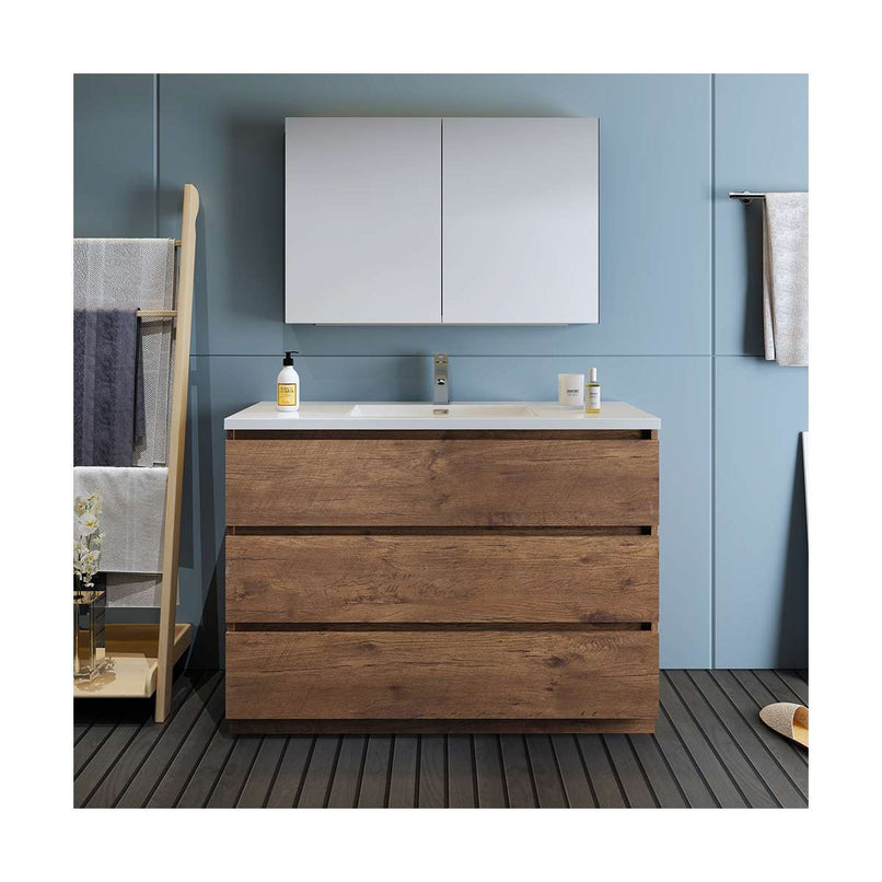 Lazzaro 48" Free Standing Single Basin Vanity Set with Cabinet, Acrylic Vanity Top, and Medicine Cabinet - image 24