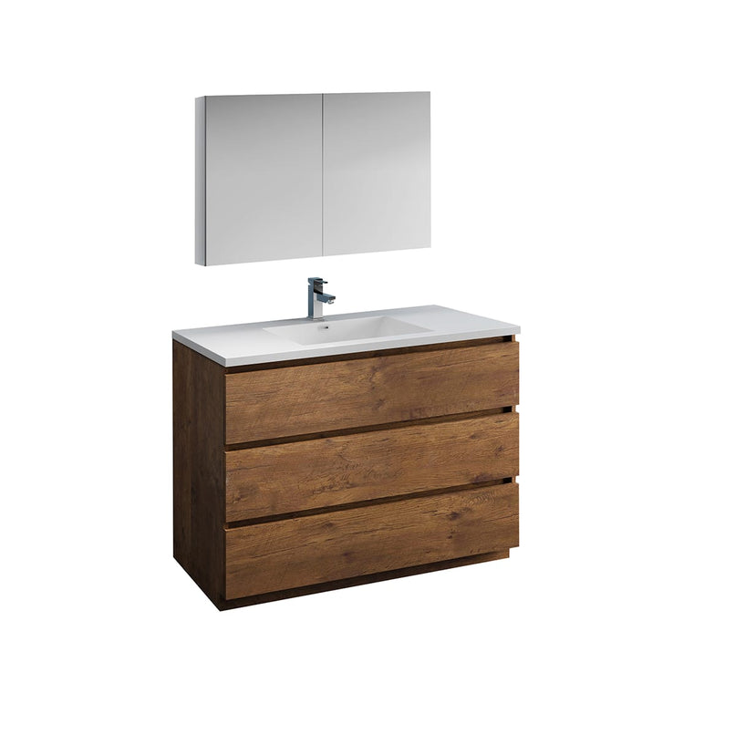 Lazzaro 48" Free Standing Single Basin Vanity Set with Cabinet, Acrylic Vanity Top, and Medicine Cabinet - image 1