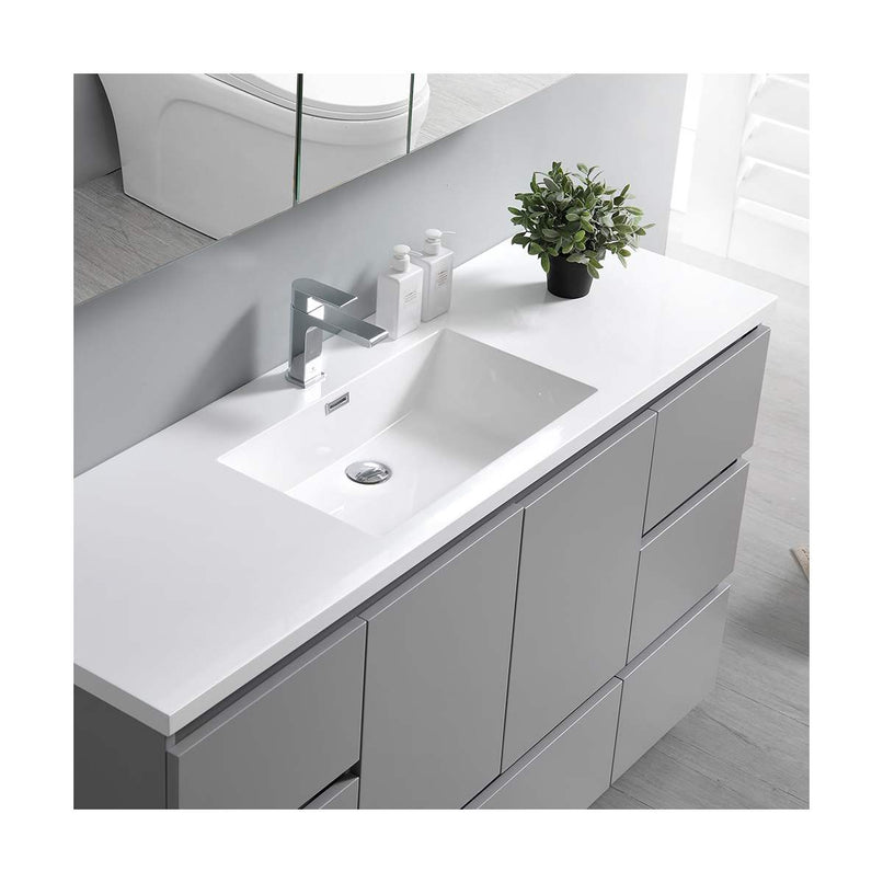 Lazzaro 60" Free Standing Single Basin Vanity Set with Cabinet, Acrylic Vanity Top, and Medicine Cabinet - image 19