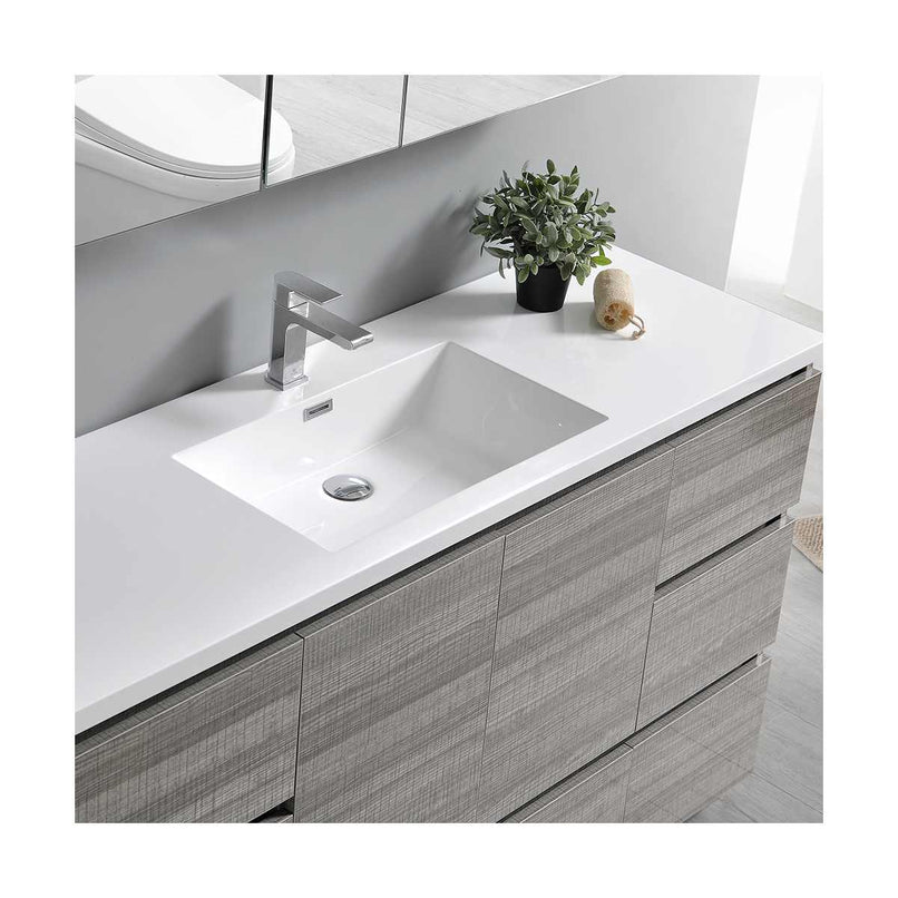 Lazzaro 60" Free Standing Single Basin Vanity Set with Cabinet, Acrylic Vanity Top, and Medicine Cabinet - image 20
