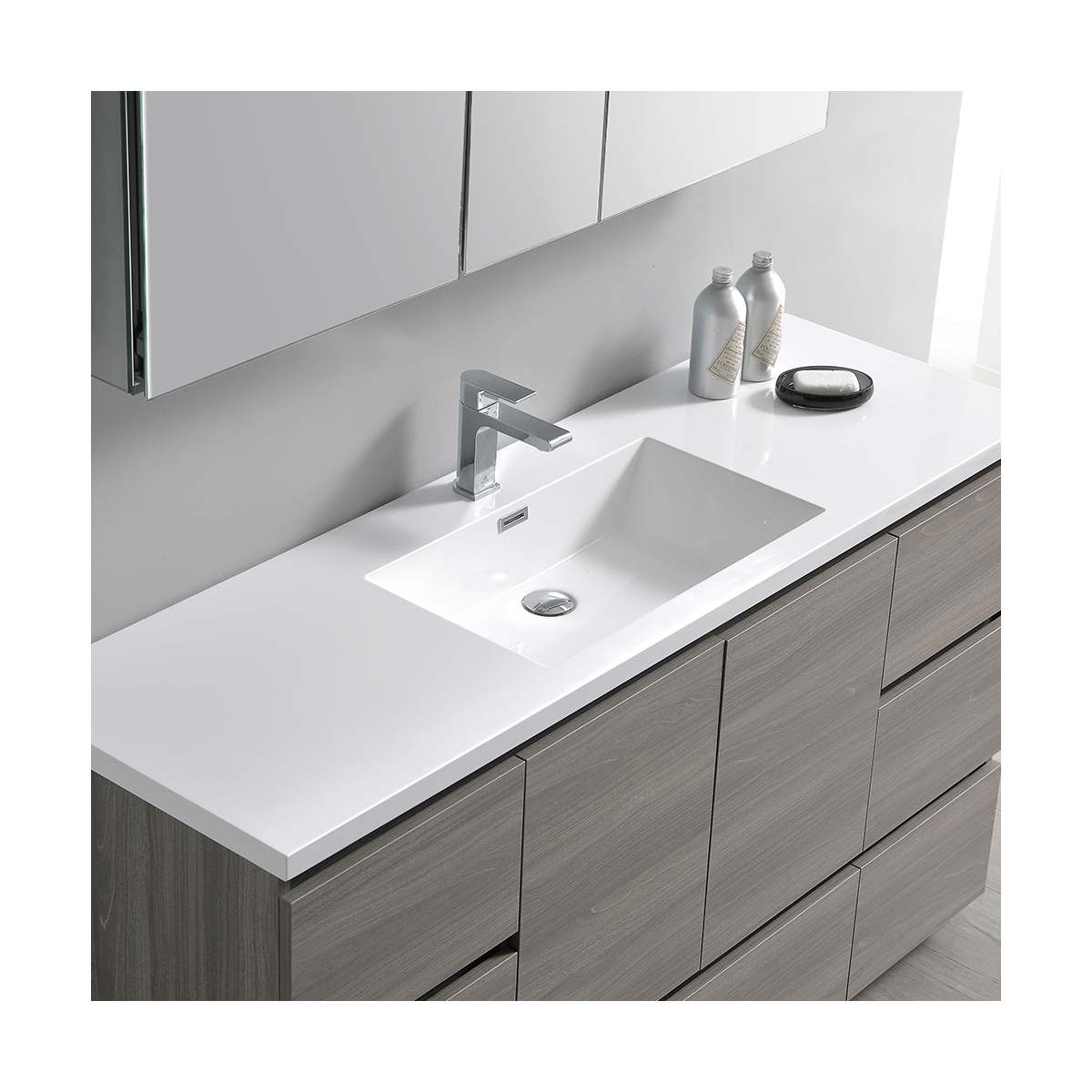 Lazzaro 60" Free Standing Single Basin Vanity Set with Cabinet, Acrylic Vanity Top, and Medicine Cabinet - image 21