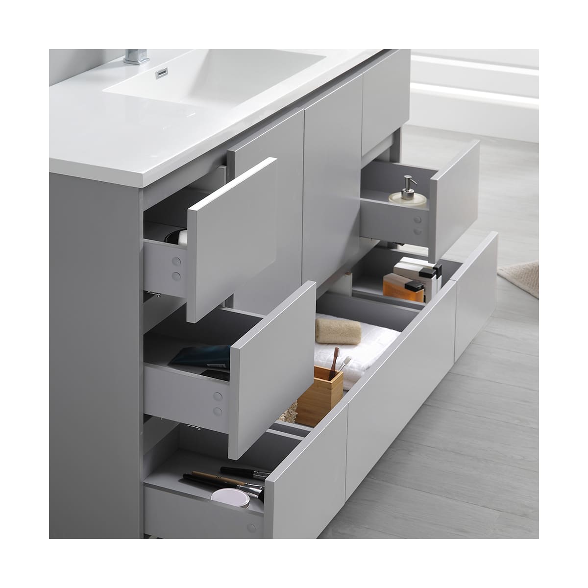 Lazzaro 60" Free Standing Single Basin Vanity Set with Cabinet, Acrylic Vanity Top, and Medicine Cabinet - image 23
