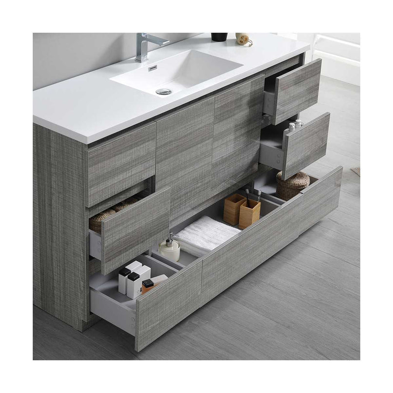 Lazzaro 60" Free Standing Single Basin Vanity Set with Cabinet, Acrylic Vanity Top, and Medicine Cabinet - image 24