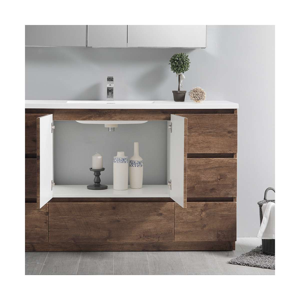 Lazzaro 60" Free Standing Single Basin Vanity Set with Cabinet, Acrylic Vanity Top, and Medicine Cabinet - image 30