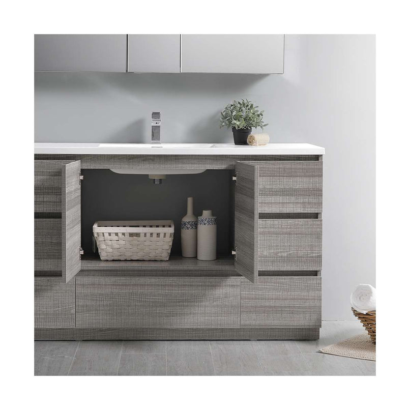 Lazzaro 60" Free Standing Single Basin Vanity Set with Cabinet, Acrylic Vanity Top, and Medicine Cabinet - image 32