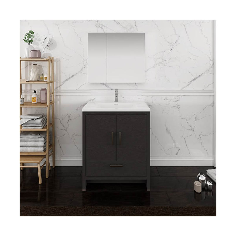 Imperia 30" Free Standing Single Basin Vanity Set with Cabinet, Acrylic Vanity Top, and Medicine Cabinet - image 4