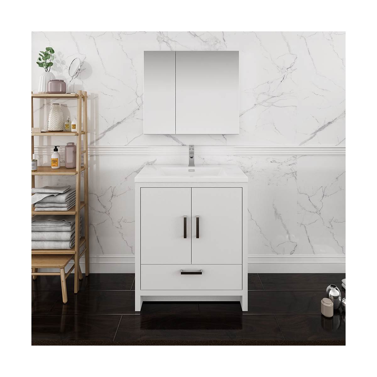 Imperia 30" Free Standing Single Basin Vanity Set with Cabinet, Acrylic Vanity Top, and Medicine Cabinet