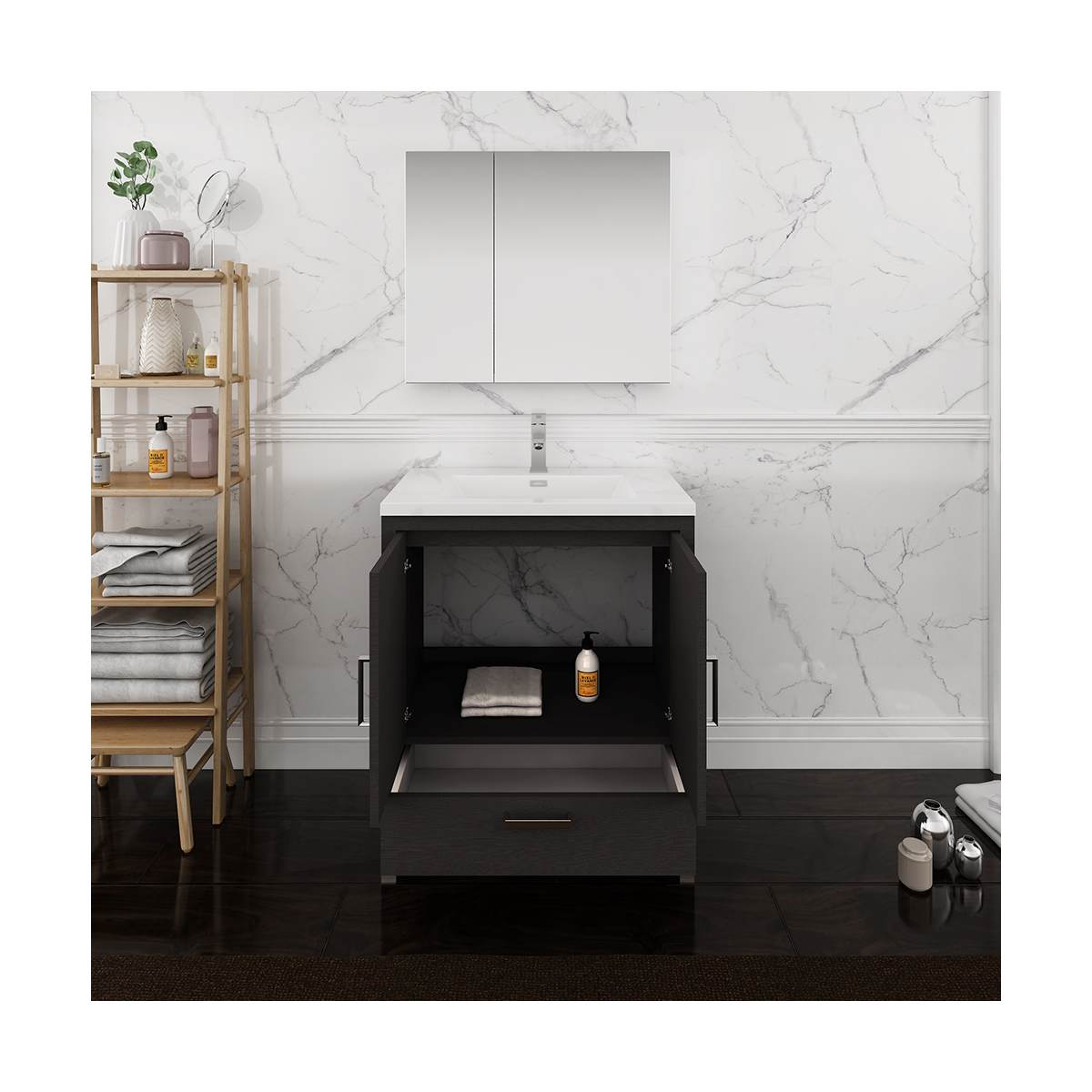 Imperia 30" Free Standing Single Basin Vanity Set with Cabinet, Acrylic Vanity Top, and Medicine Cabinet