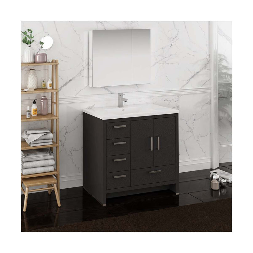Imperia 36" Free Standing Single Basin Vanity Set with Cabinet, Acrylic Vanity Top, and Medicine Cabinet - image 2