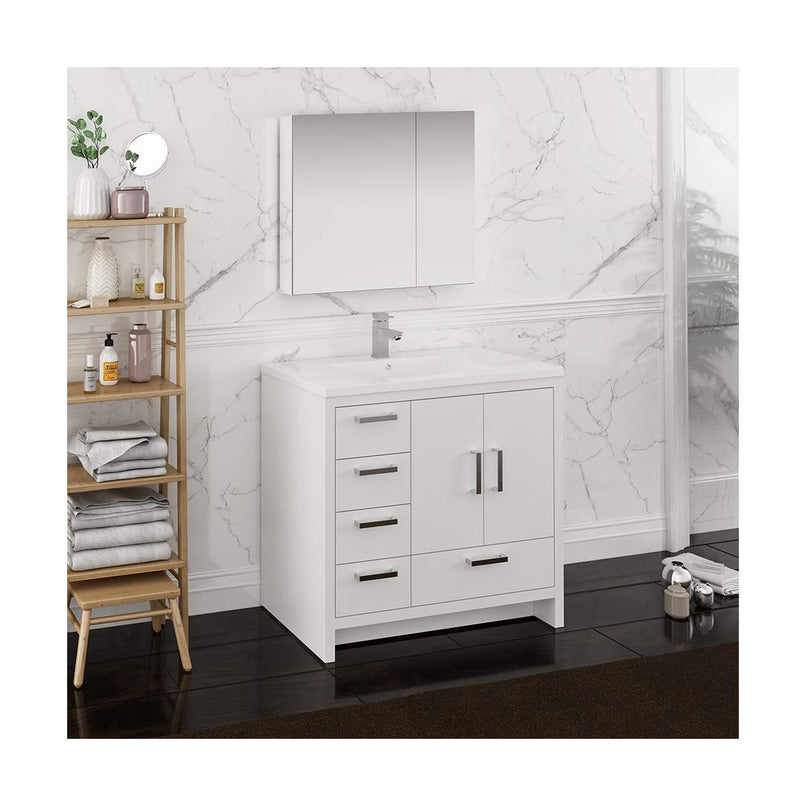 Imperia 36" Free Standing Single Basin Vanity Set with Cabinet, Acrylic Vanity Top, and Medicine Cabinet - image 3