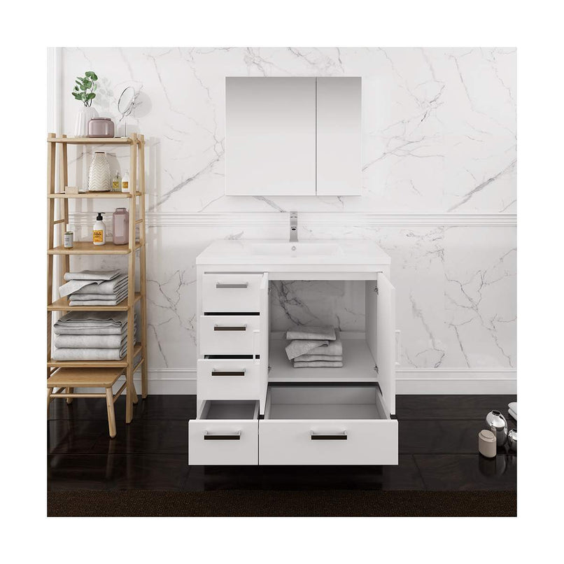 Imperia 36" Free Standing Single Basin Vanity Set with Cabinet, Acrylic Vanity Top, and Medicine Cabinet - image 6