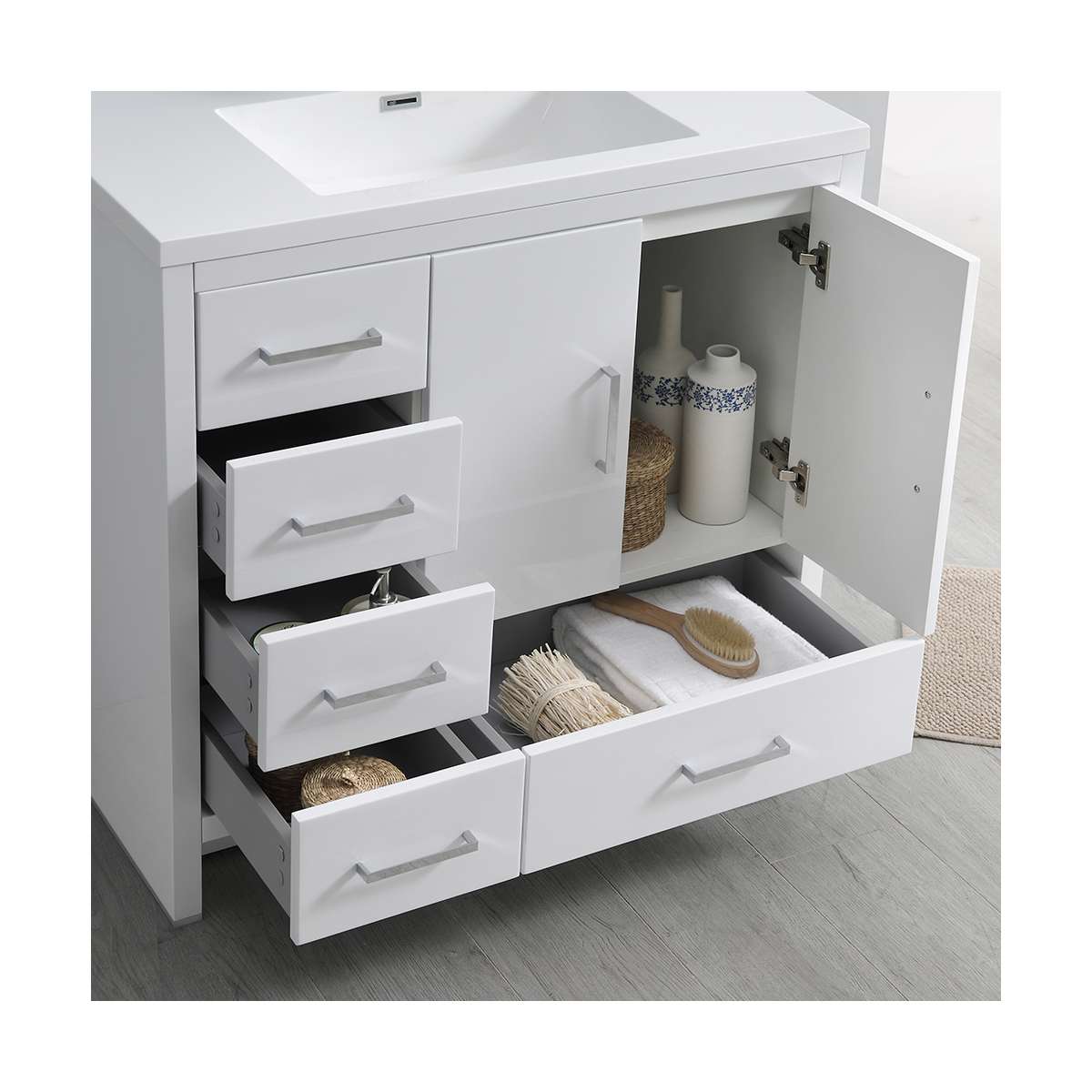 Imperia 36" Free Standing Single Basin Vanity Set with Cabinet, Acrylic Vanity Top, and Medicine Cabinet