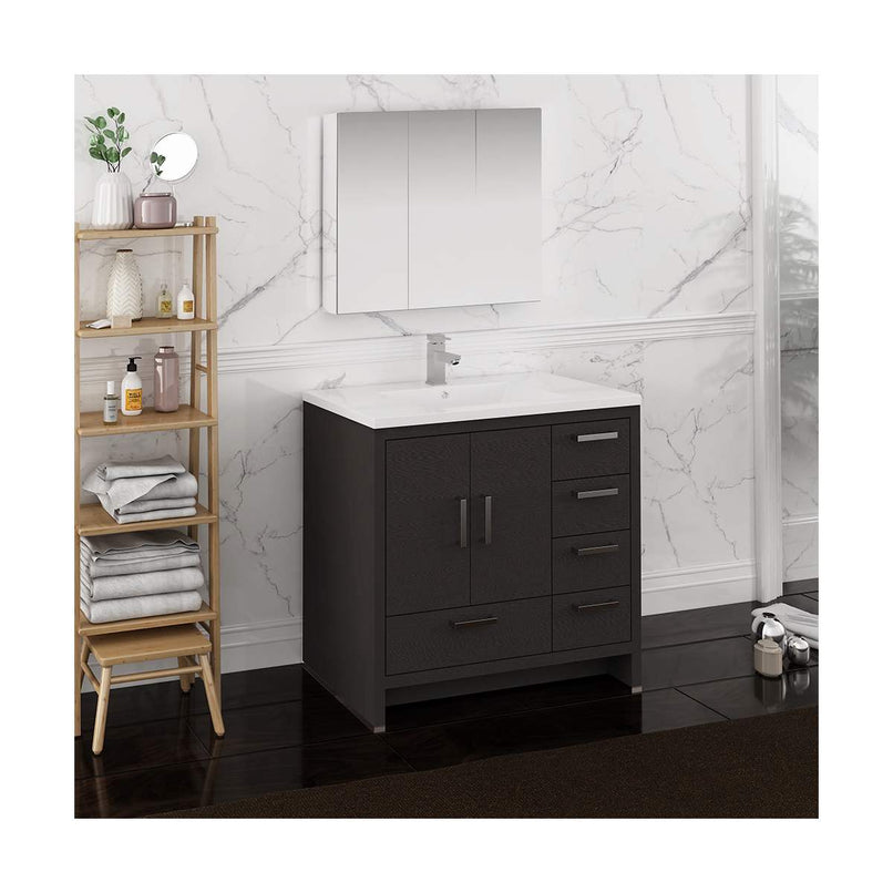 Imperia 36" Free Standing Single Basin Vanity Set with Cabinet, Acrylic Vanity Top, and Medicine Cabinet - image 2