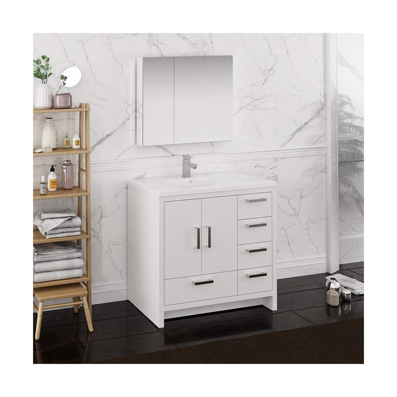 Imperia 36" Free Standing Single Basin Vanity Set with Cabinet, Acrylic Vanity Top, and Medicine Cabinet - image 3
