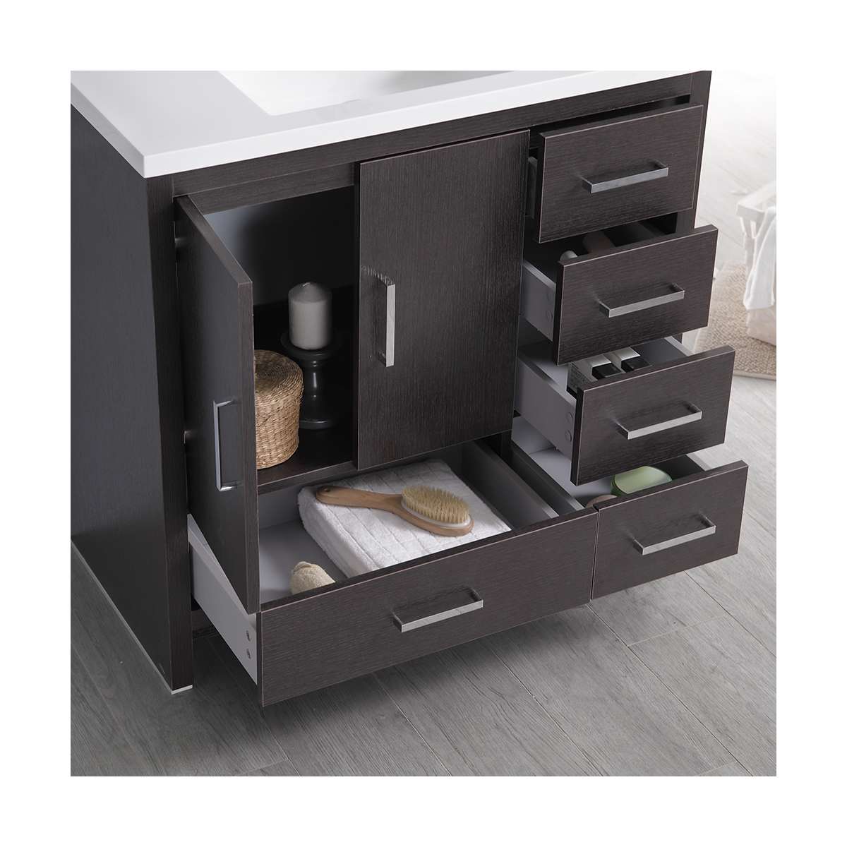 Imperia 36" Free Standing Single Basin Vanity Set with Cabinet, Acrylic Vanity Top, and Medicine Cabinet