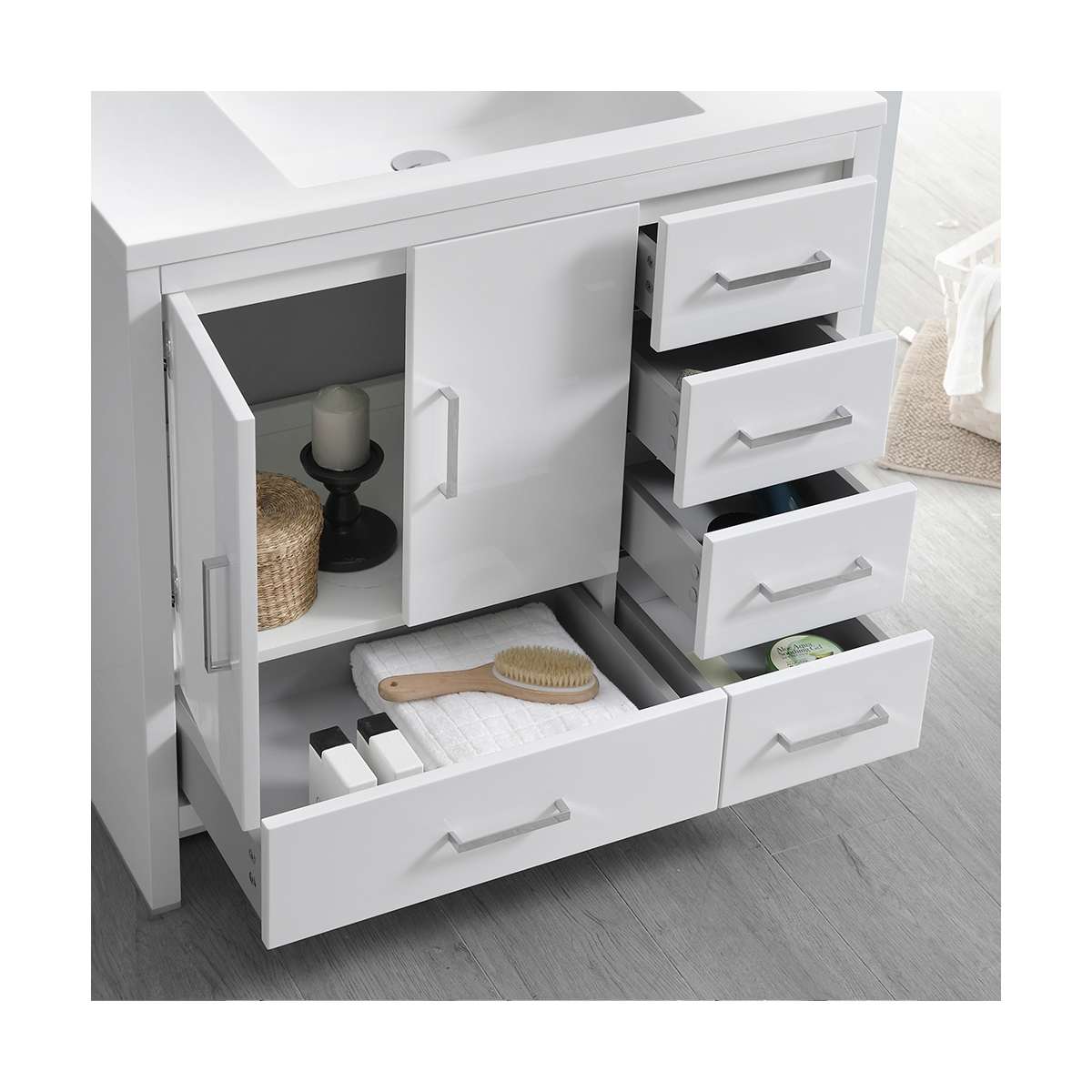 Imperia 36" Free Standing Single Basin Vanity Set with Cabinet, Acrylic Vanity Top, and Medicine Cabinet