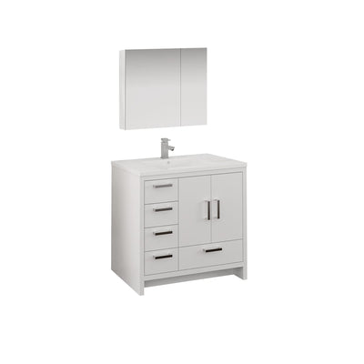 Imperia 36" Free Standing Single Basin Vanity Set with Cabinet, Acrylic Vanity Top, and Medicine Cabinet - image 1