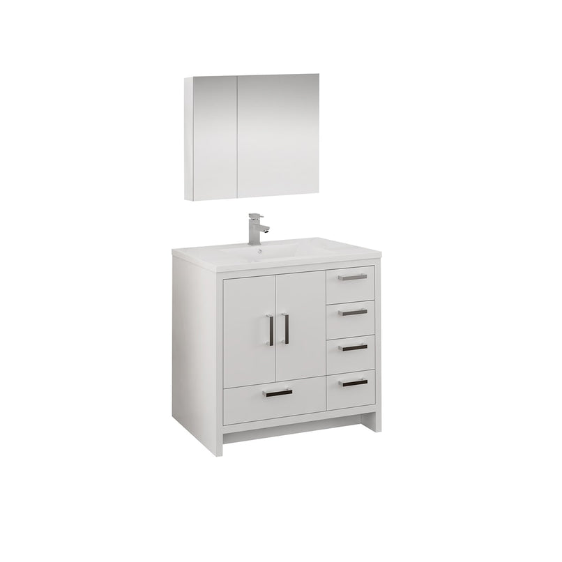 Imperia 36" Free Standing Single Basin Vanity Set with Cabinet, Acrylic Vanity Top, and Medicine Cabinet - image 1