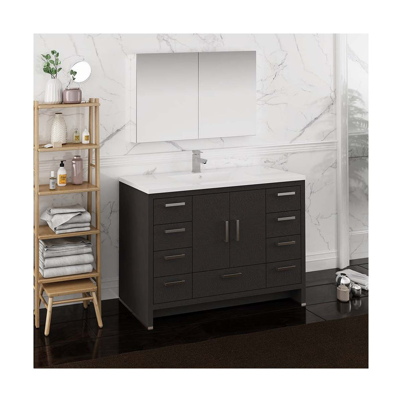Imperia 48" Free Standing Single Basin Vanity Set with Cabinet, Acrylic Vanity Top, and Medicine Cabinet - image 2