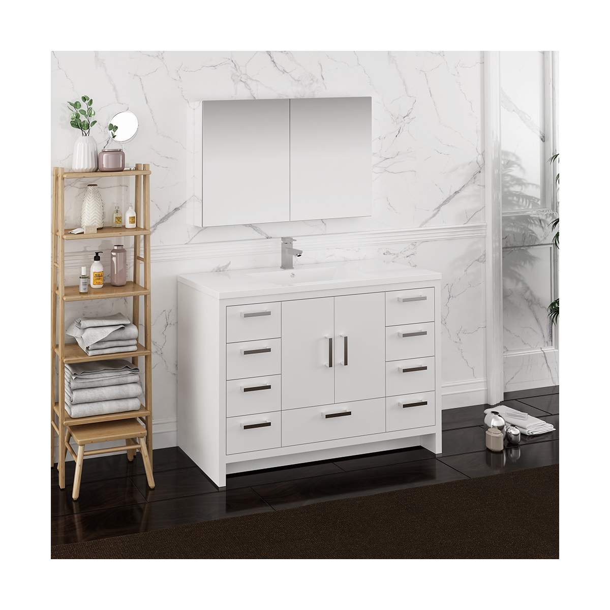 Imperia 48" Free Standing Single Basin Vanity Set with Cabinet, Acrylic Vanity Top, and Medicine Cabinet
