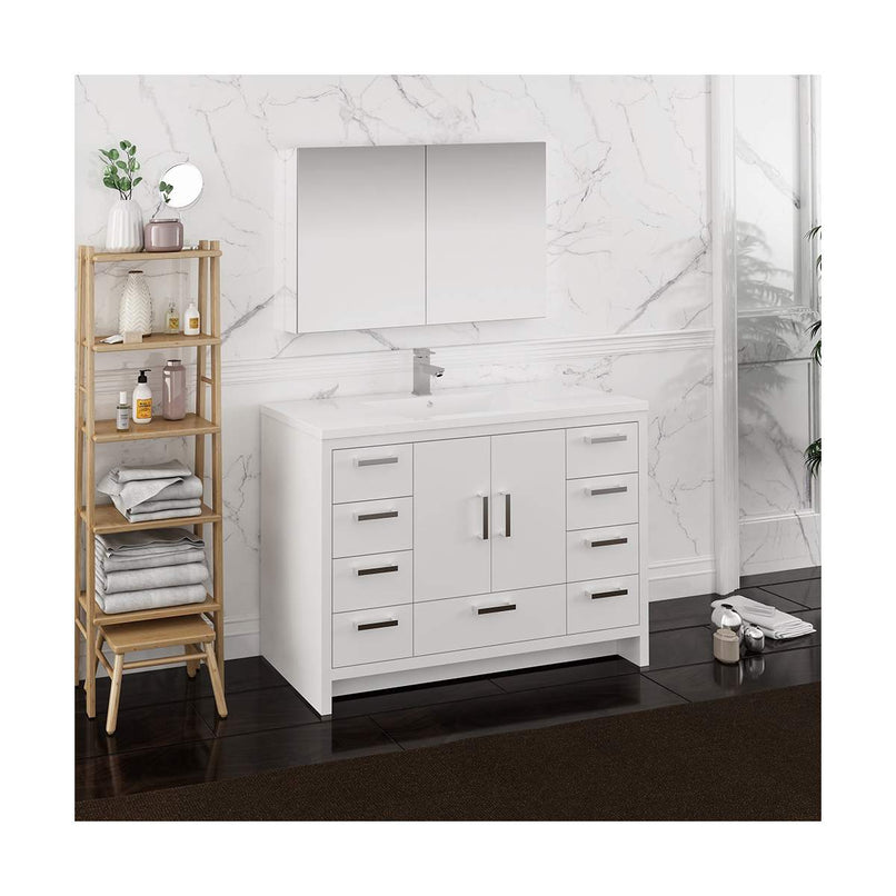 Imperia 48" Free Standing Single Basin Vanity Set with Cabinet, Acrylic Vanity Top, and Medicine Cabinet - image 3