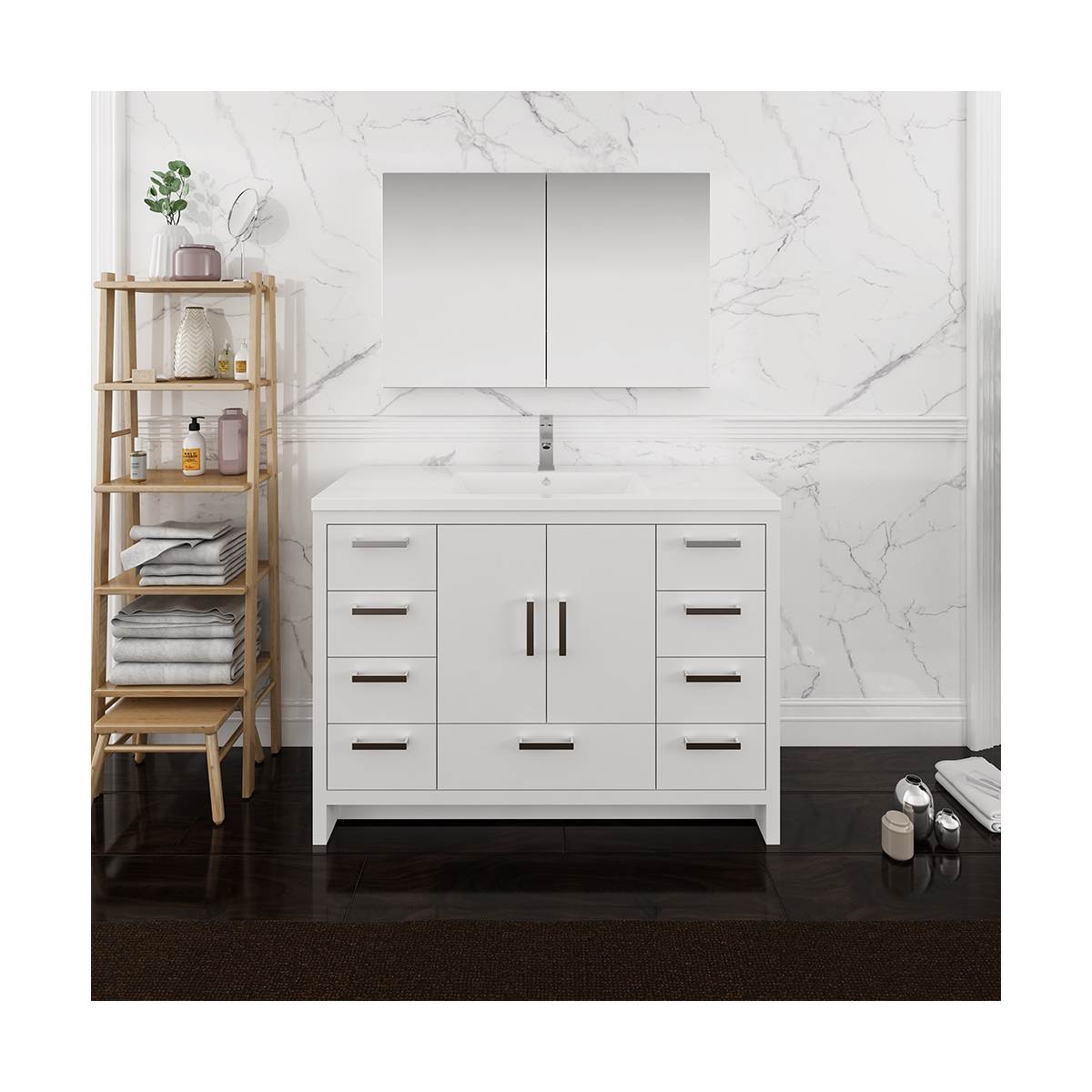 Imperia 48" Free Standing Single Basin Vanity Set with Cabinet, Acrylic Vanity Top, and Medicine Cabinet