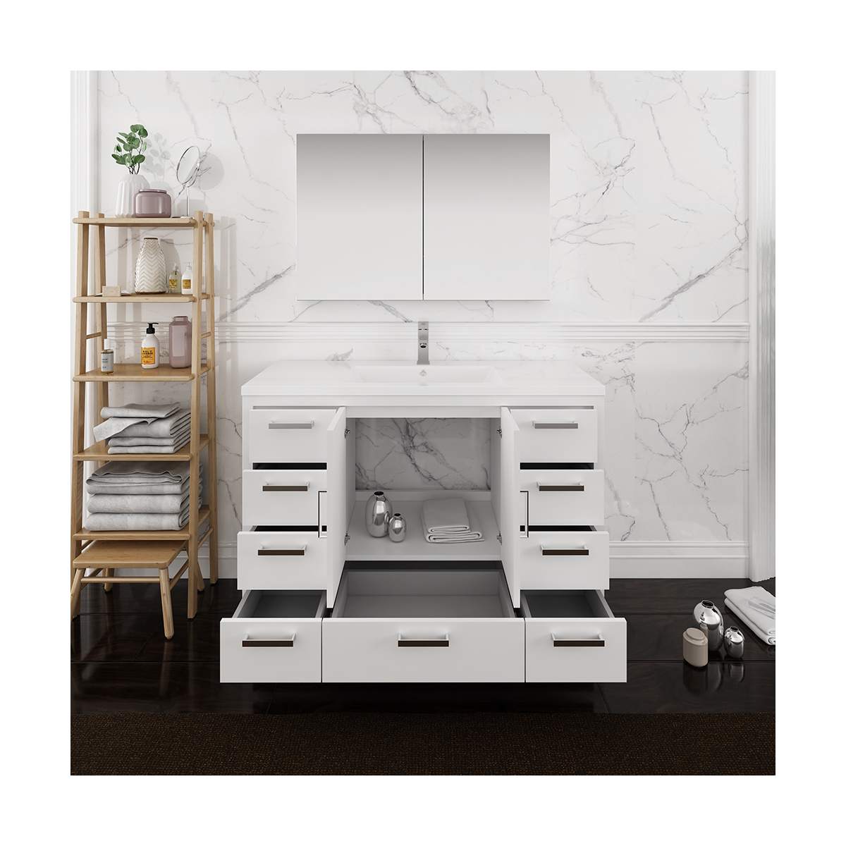 Imperia 48" Free Standing Single Basin Vanity Set with Cabinet, Acrylic Vanity Top, and Medicine Cabinet