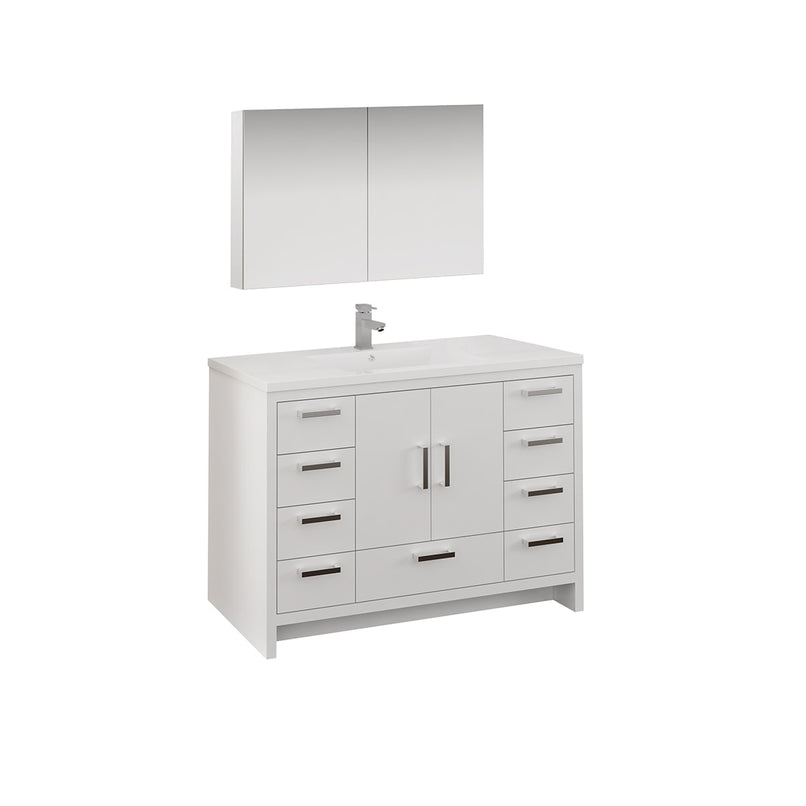 Imperia 48" Free Standing Single Basin Vanity Set with Cabinet, Acrylic Vanity Top, and Medicine Cabinet - image 1