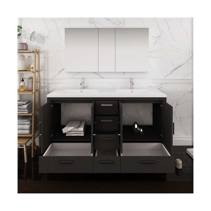 Imperia 60" Free Standing Double Basin Vanity Set with Cabinet, Acrylic Vanity Top, and Medicine Cabinet - image 6