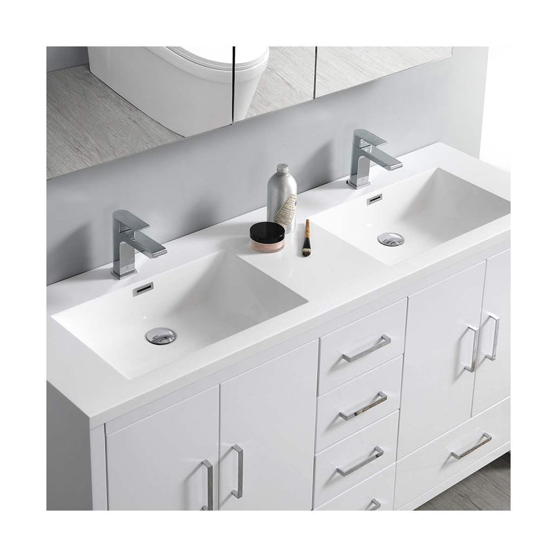 Imperia 60" Free Standing Double Basin Vanity Set with Cabinet, Acrylic Vanity Top, and Medicine Cabinet - image 9