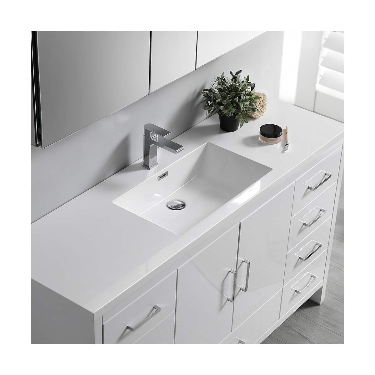 Imperia 60" Free Standing Single Basin Vanity Set with Cabinet, Acrylic Vanity Top, and Medicine Cabinet
