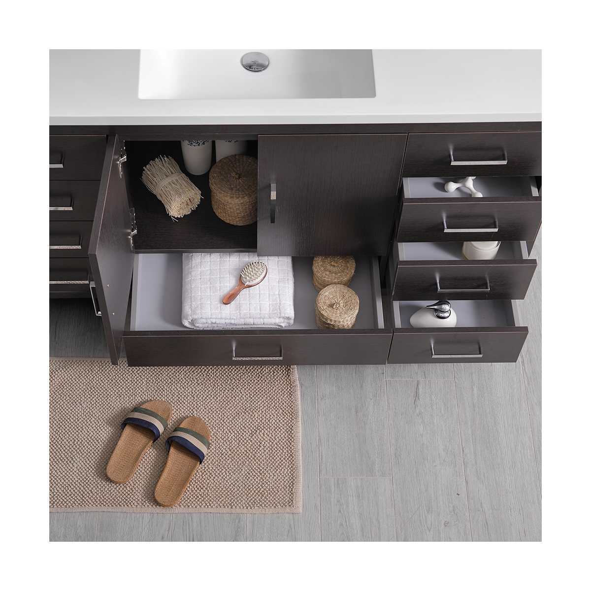 Imperia 60" Free Standing Single Basin Vanity Set with Cabinet, Acrylic Vanity Top, and Medicine Cabinet