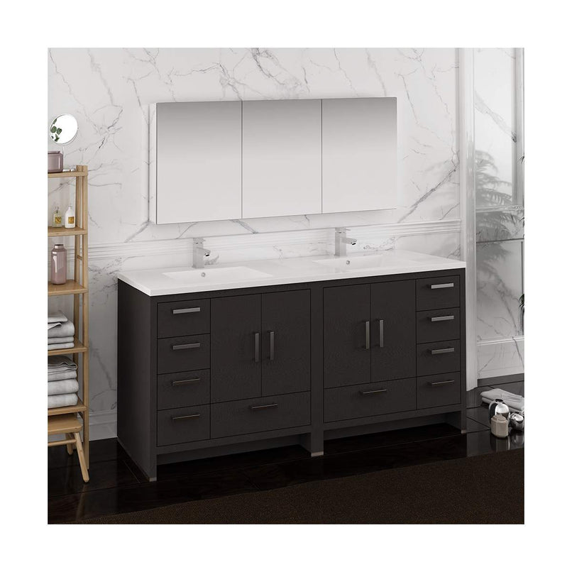 Imperia 72" Free Standing Double Basin Vanity Set with Cabinet, Acrylic Vanity Top, and Medicine Cabinet - image 2