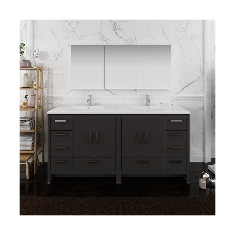 Imperia 72" Free Standing Double Basin Vanity Set with Cabinet, Acrylic Vanity Top, and Medicine Cabinet - image 3