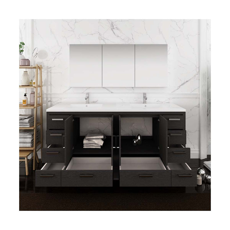 Imperia 72" Free Standing Double Basin Vanity Set with Cabinet, Acrylic Vanity Top, and Medicine Cabinet - image 4