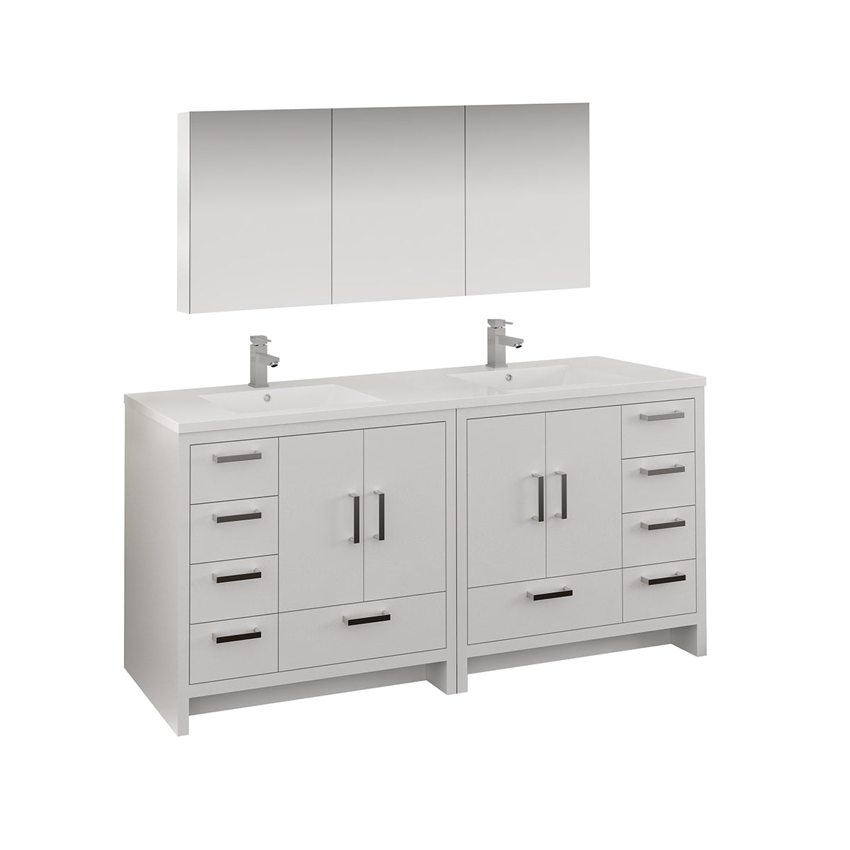 Imperia 72" Free Standing Double Basin Vanity Set with Cabinet, Acrylic Vanity Top, and Medicine Cabinet - image 1